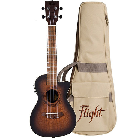 Flight ALMDUC380ACEQ Gemstone DUC380 Elec Con Ukulele - Amber