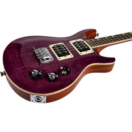 Flight Vanguard Transparent Purple – Elektrische Solidbody Tenor Ukulele met 2 Humbuckers