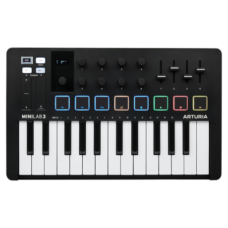 Arturia MiniLab 3 Black – Compact USB/MIDI keyboard met 25 toetsen en OLED-display