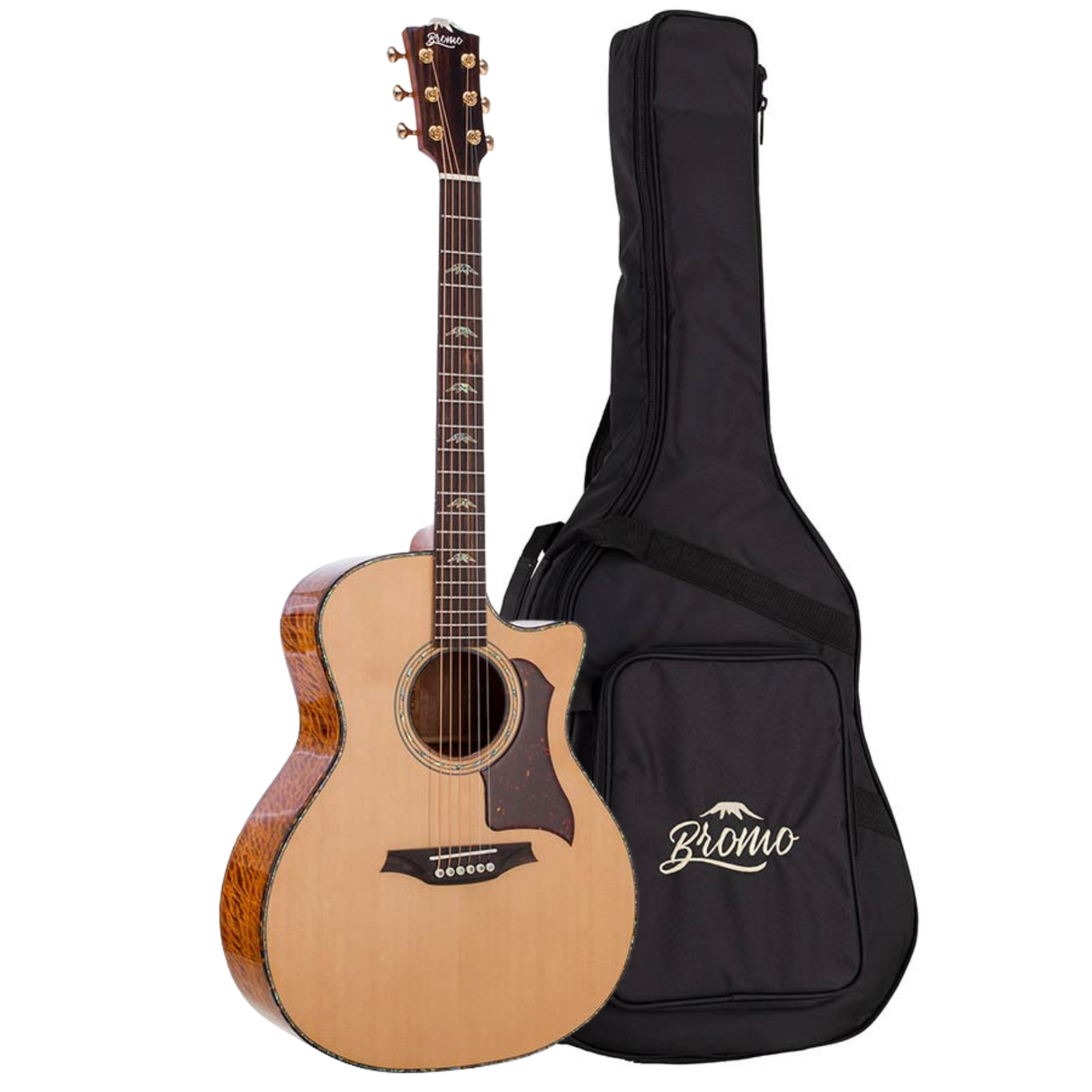 Bromo BAN2CE Danali Series Grand Auditorium Massief Bovenblad Akoestische Gitaar polyurethaan Hoogglans met Tas