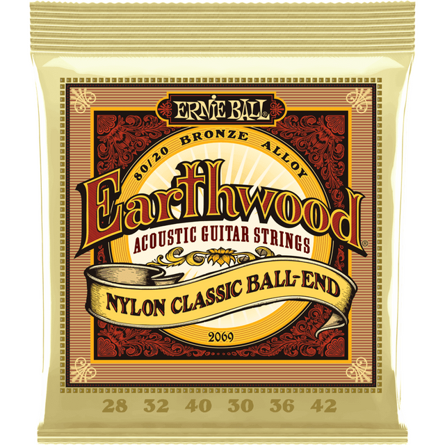 Ernie Ball 2069 Earthwood Folk Nylon Ball-End Snaren 028–042