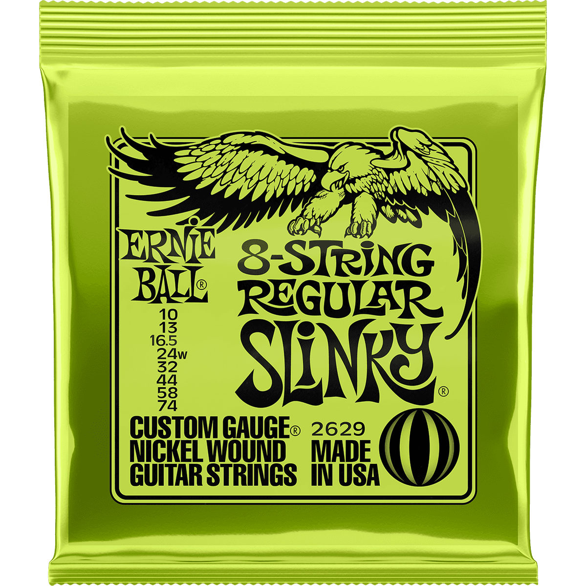 Ernie Ball 2629 Regular Slinky elektrische gitaarsnaren 8-snarig 010-074