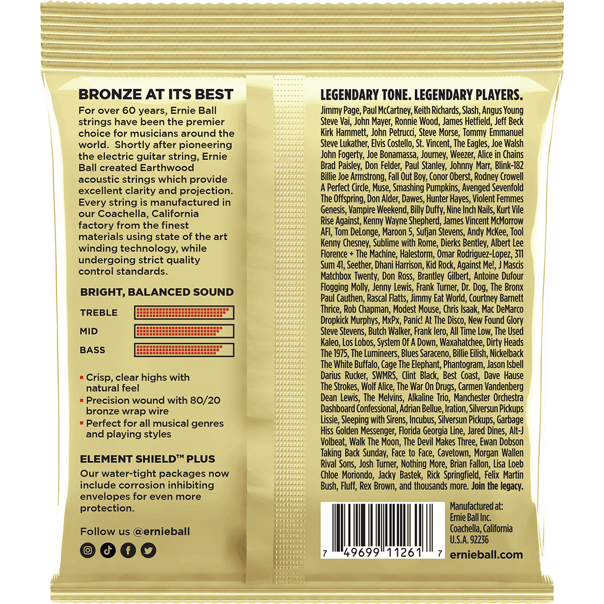 Ernie Ball 3002 Akoestische Gitaarsnaren 80/20 Brons Medium 13–56 3-Pack