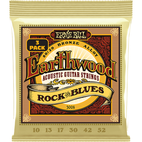 Ernie Ball 3008 Akoestische Gitaarsnaren 80/20 Brons Rock & Blues 10–52 3-Pack