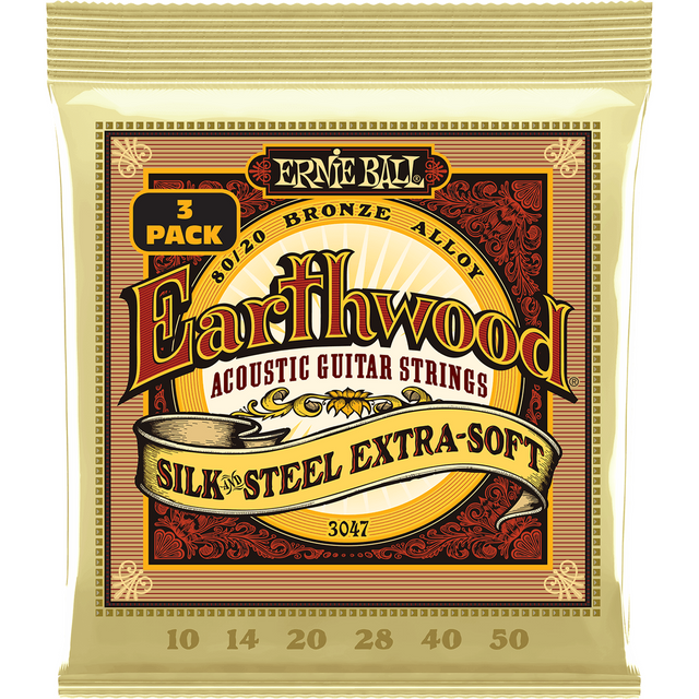 Ernie Ball 3047 Akoestische Gitaarsnaren Silk & Steel Extra Soft 10–50 3-Pack