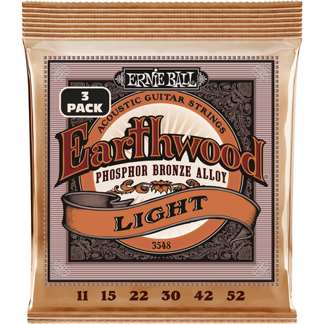 Ernie Ball 3548 Earthwood Fosforbrons Akoestische Gitaarsnaren Light 11–52 3-Pack