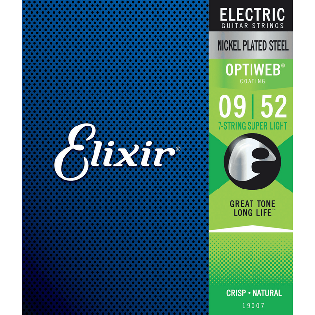 Elixir 19007 Optiweb elektrische gitaarsnaren Super Light 7-String 009-052