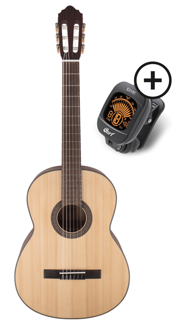CORT AC200 OP3TU Pakket Klassieke gitaar AC200 Open Pore met Tuner E310C