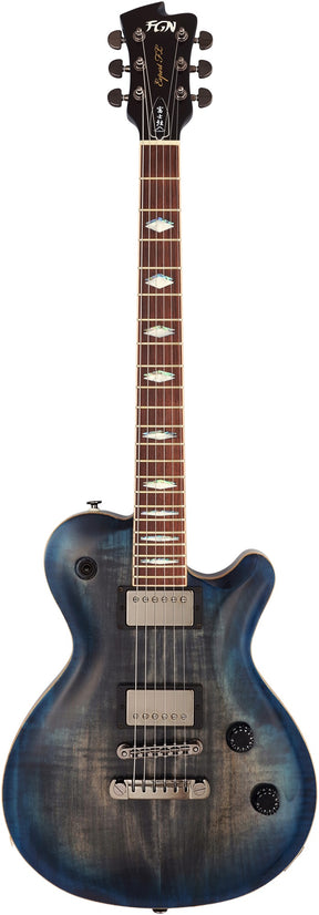 FGN Expert Flame elektrische gitaar Blue Planet Burst, Exotic Maple Top, 22 frets, met koffer