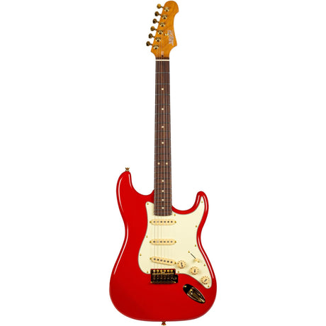 JET JS-380 RD G S-style Elektrische Gitaar SSS Alnico V Tremolo Goud Hardware Rosewood Toets Rood