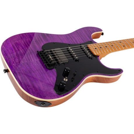 JET JS-600 TPP S-style Elektrische Gitaar HSS Mahonie Body Flame Maple Top Transparant Paars