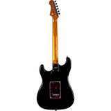Jet JS-300 BK Elektrische Gitaar Black met Jet JG-30 GY Gigbag Set, Roasted Maple Hals, SSS Pickups, Tremolo