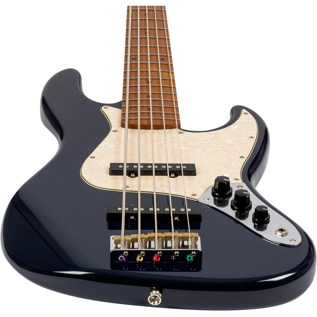 JET JJB-305 DBL JB-style 5-snarige Elektrische Bas Roasted Maple Diep Blauw