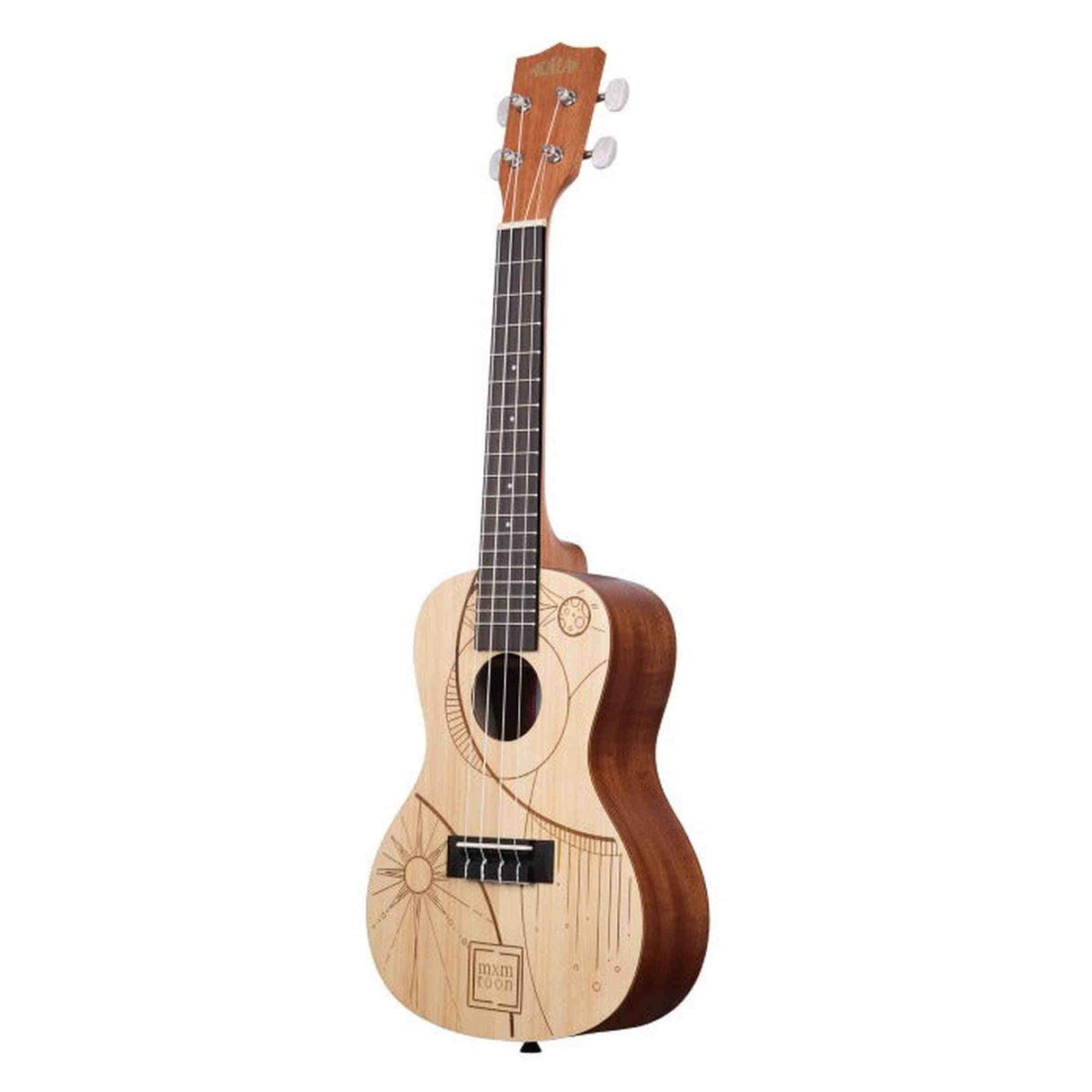 Kala mxmtoon Signature concert ukulele – Sparren bovenblad, mahonie, met custom gigbag