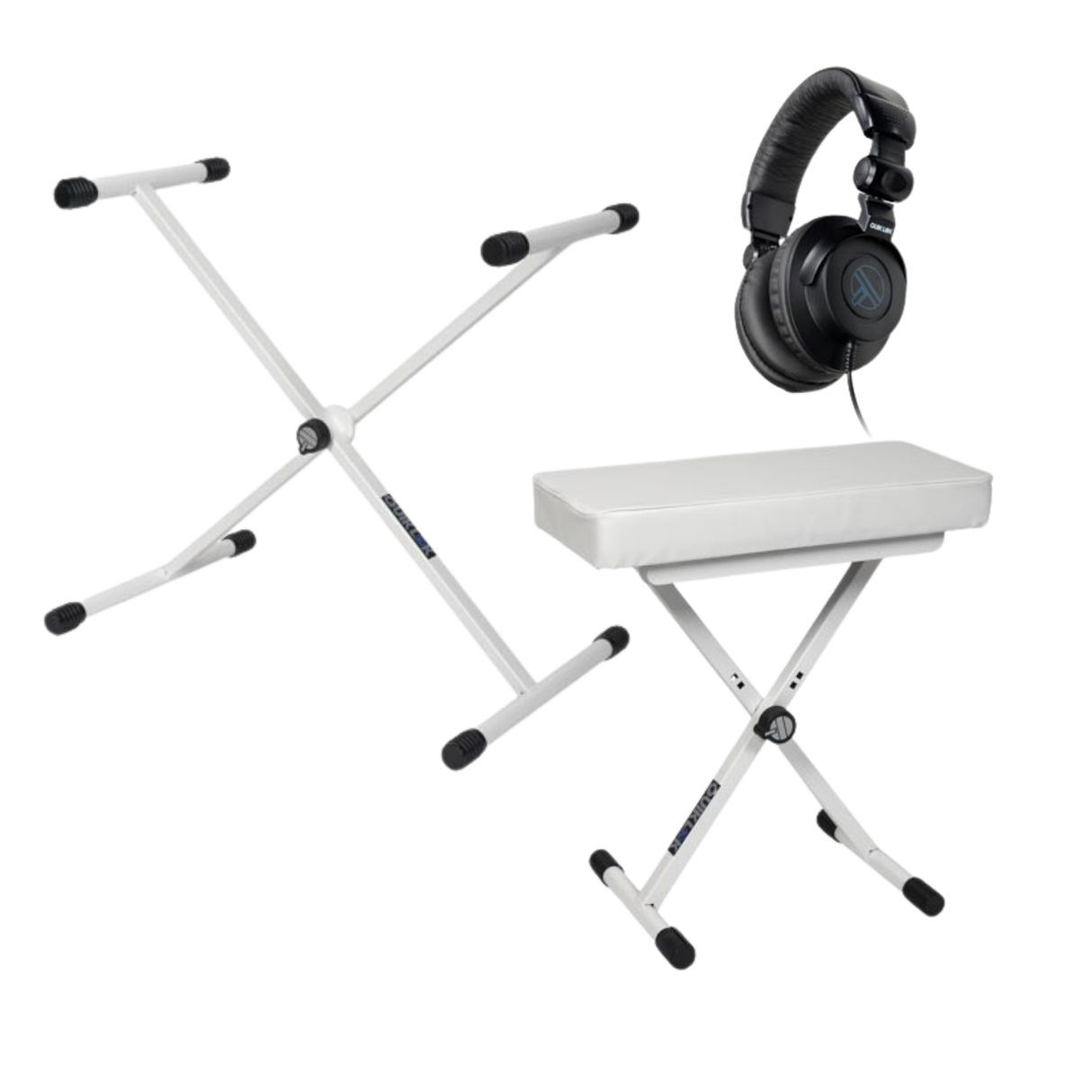 QUIKLOK KEYBUNDLE1-WH – Witte bundel met keyboardstandaard, bank en hoofdtelefoon