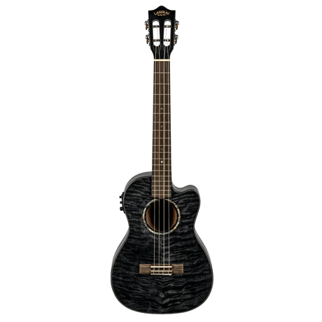 LANIKAI LKUQMBKCEB Baritonukulele, Quilted Maple Series, zwart, Cutaway, Preamp,