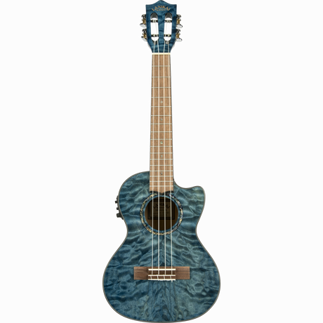 LANIKAI LKUQMBLCET Tenorukelele, Quilted Maple Serie, Blue Stain, Voorversterker,