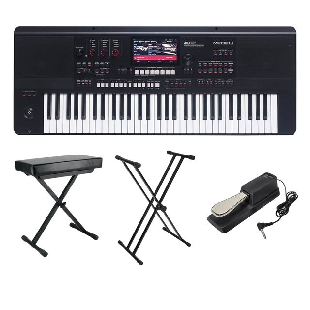 Medeli AKX10S Set – Workstation keyboard met 61 toetsen, 7” touchscreen, 4-way speakers, pedaal, standaard en kruk