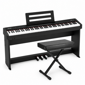 NUX NPK-10 digitale stage piano zwart met NPS1 standaard, 88 toetsen en kruk