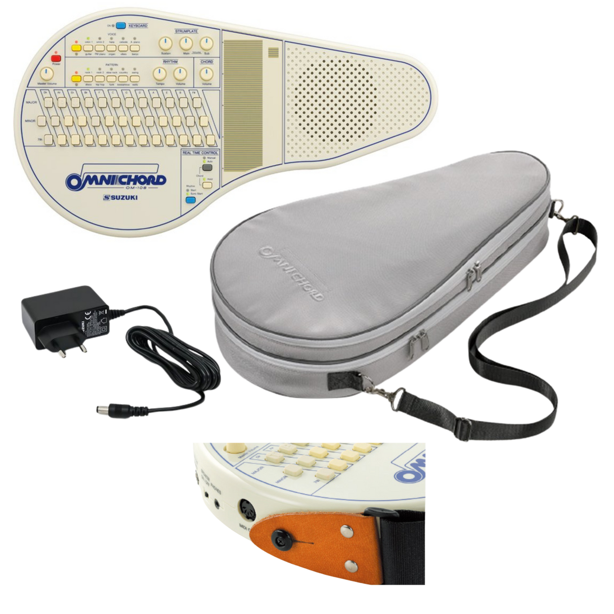 Suzuki Omnichord OM-108 Synthesizer Set – Met Gigbag, Adapter en Draagriem