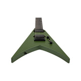 Spira V-407 MGR V-Style 7-Snarige Elektrische Gitaar HH Villain Humbuckers Roasted Poplar Satin Green