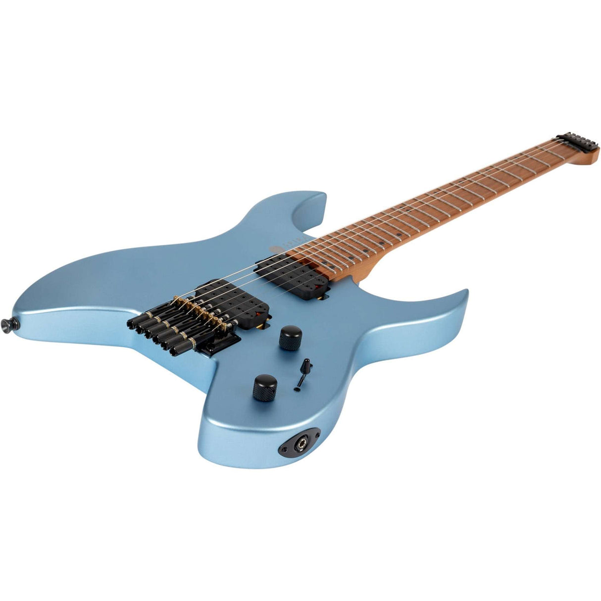Spira S-400 MPB Headless S-Style Elektrische Gitaar HH Villain Humbuckers Roasted Poplar Satin Blue