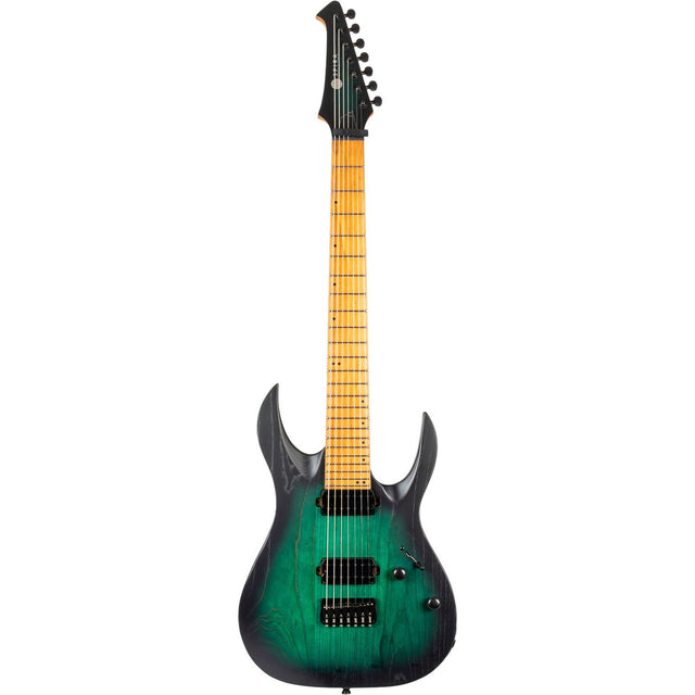Spira S-607 AGR 7-snarige Elektrische Gitaar Swamp Ash Green met Stainless Steel Frets