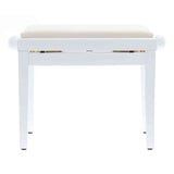 QUIKLOK PB010WH Piano Bank – Verstelbaar 480-570 mm, Fluwelen Zitting, Hoogglans Wit