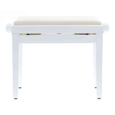 QUIKLOK PB010WH Piano Bank – Verstelbaar 480-570 mm, Fluwelen Zitting, Hoogglans Wit
