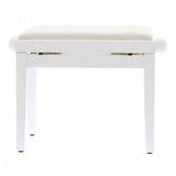 QUIKLOK PB010WHS Piano Bank – Verstelbaar 480-570 mm, Fluwelen Zitting, Mat Wit