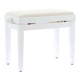 QUIKLOK PB010WHS Piano Bank – Verstelbaar 480-570 mm, Fluwelen Zitting, Mat Wit