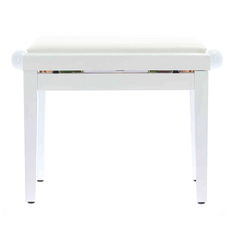 QUIKLOK PB100WHL Piano Bank – Verstelbaar 480-570 mm, Kunstleren Zitting, Hoogglans Wit