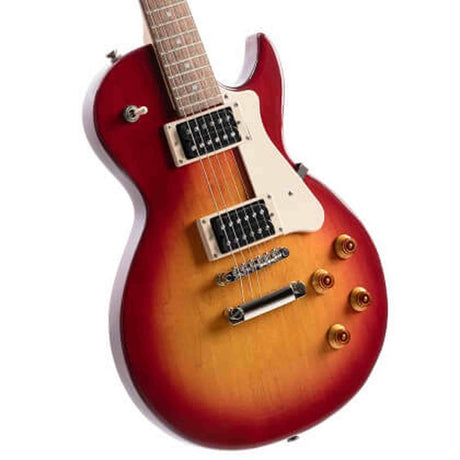 Cort CR100 CRS2 Elektrische Gitaar Single Cut Mahonie Cherry Red Sunburst met 2 Humbuckers