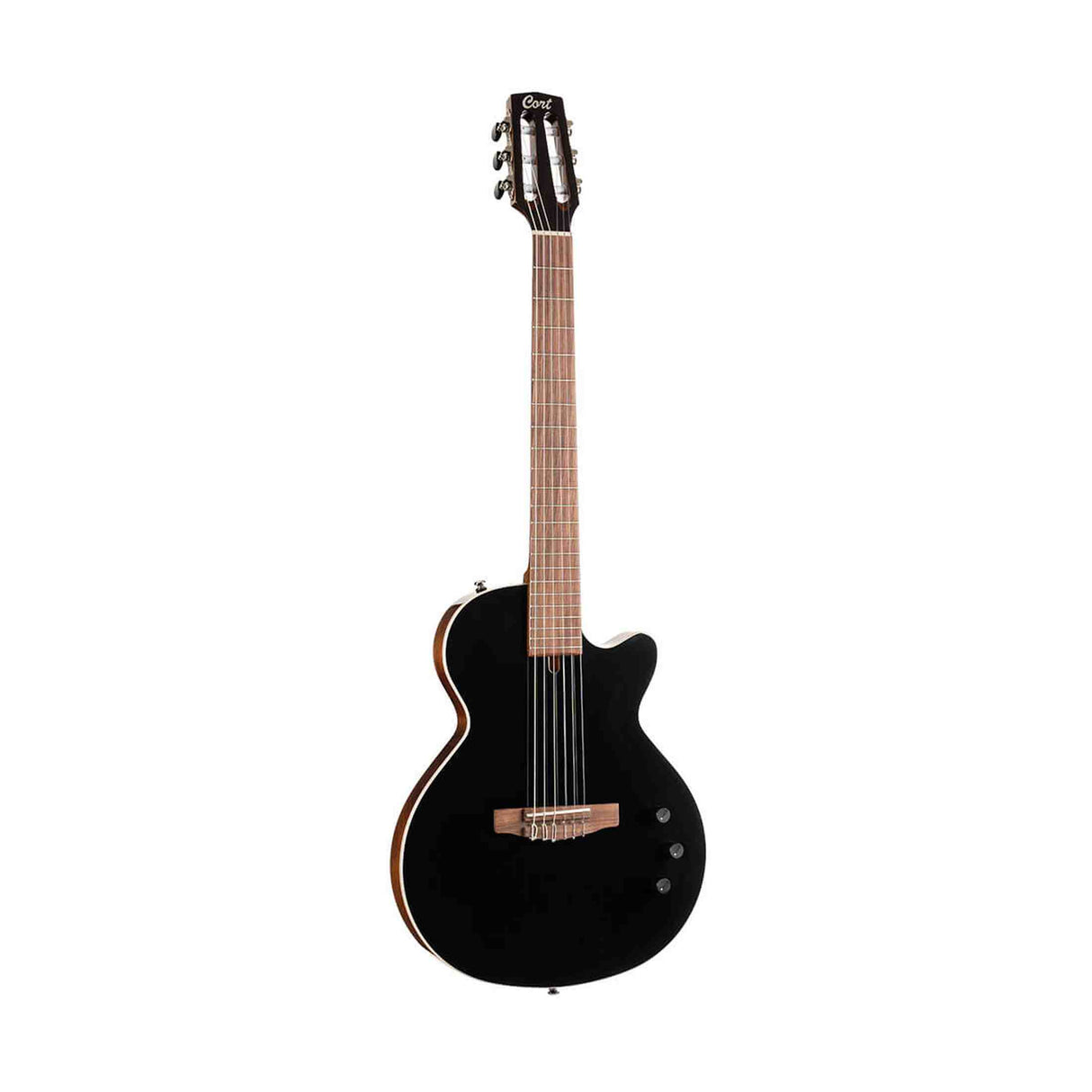 Cort Sunset Nylectric II BK Nylon Elektrische Gitaar Solid Sitka Spruce met Fishman S-Core Pickup Zwart