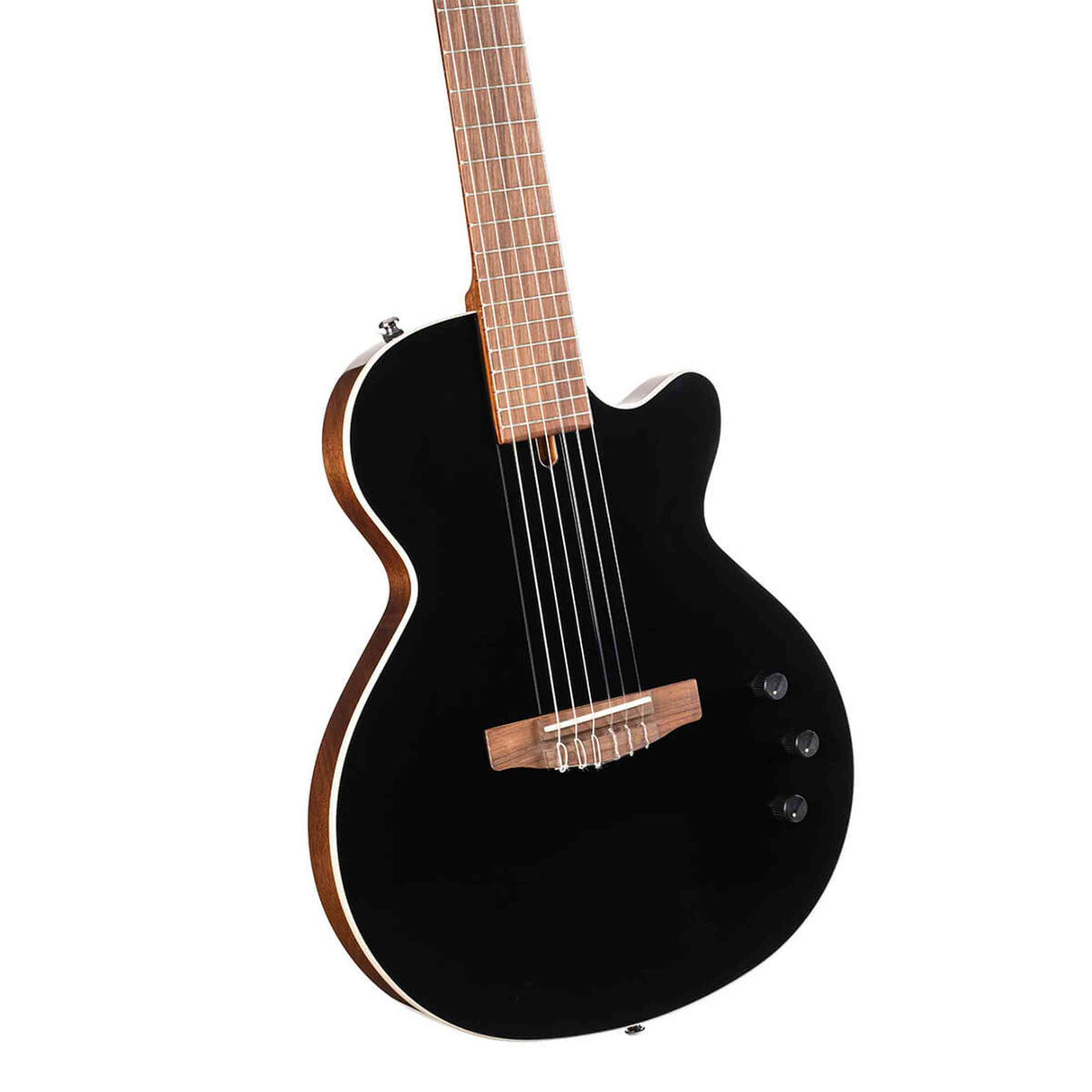 Cort Sunset Nylectric II BK Nylon Elektrische Gitaar Solid Sitka Spruce met Fishman S-Core Pickup Zwart