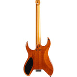 Spira S-500 Headless S-Style Elektrische Gitaar HH Villain Humbuckers Mahonie Poplar Burl Top Trans Aqua Blue