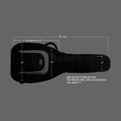 MONO Classic Acoustic Parlor Guitar Case Black gigbag voor parlor en mini akoestische gitaren met Sharkskin bescherming
