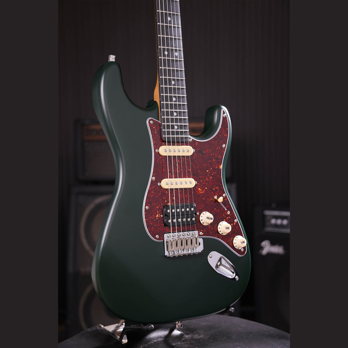 Patina PS-4 SGR S-style Elektrische Gitaar HSS Alnico V Nitro Paulownia Body Roasted Maple Hals Sherwood Green