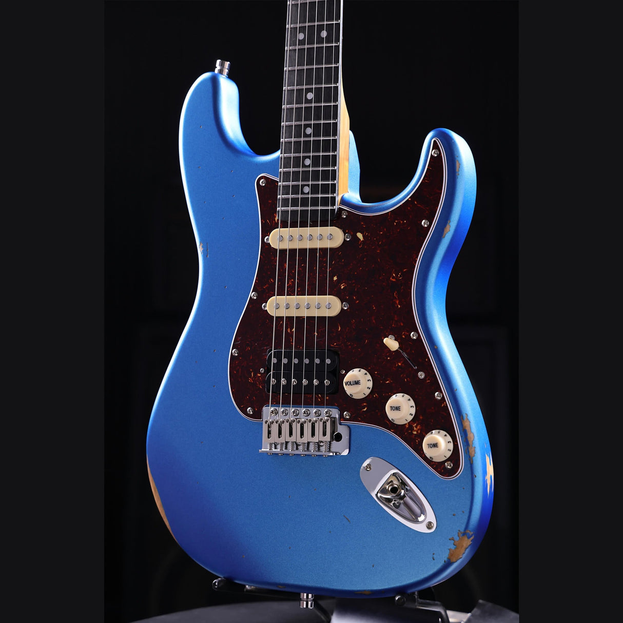 Patina PS-7 LPB R S-style Elektrische Gitaar HSS Alnico V Nitro Relic Paulownia Body Roasted Maple Hals Lake Placid Blue