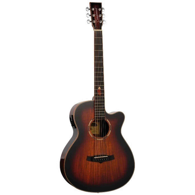 Tanglewood Winterleaf TW4 CE KOA Super Folk Cutaway Elektro-Akoestische Gitaar Solid Mahogany Koa Autumn Burst Gloss