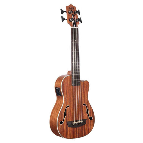 Kala Journeyman U•BASS® bas ukulele – Mahonie, F-Holes, Elektrisch-Akoestisch met EQ en Gigbag